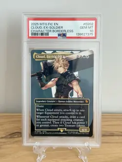 PSA 10 ~ Cloud, Ex-Soldier #202 Borderless Mythic Rare MTG Final Fantasy FIN - Image 1