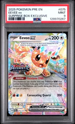 2025 POKEMON PRE EN-PRISMATIC EVOLUTIONS SURPRISE BOX EXCLUSIVE EEVEE EX PSA 9 - Image 1