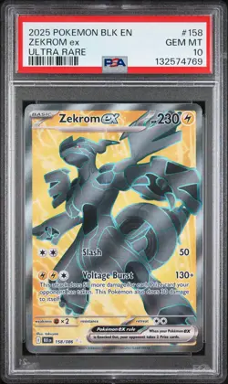 2025 POKEMON BLK EN-BLACK BOLT ULTRA RARE #158 ZEKROM EX PSA 10 - Image 1