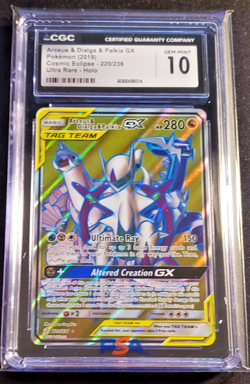 2019 POKEMON COSMIC ECLIPSE ULTRA RARE #220 ARCEUS & DIALGA & PALKIA GX CGC 10 - Image 1