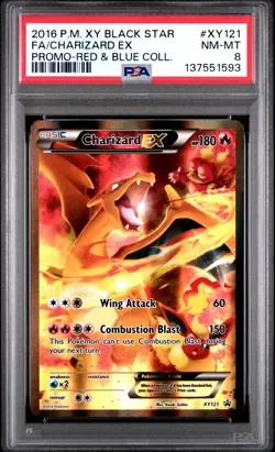 2016 POKEMON XY BLACK STAR PROMO RED & BLUE COLL FULL ART/CHARIZARD EX PSA 8 - Image 1