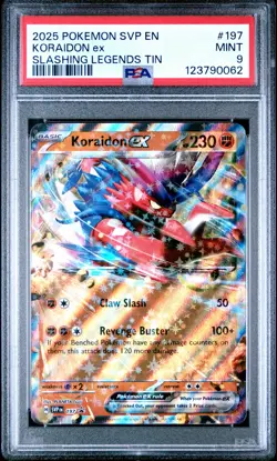 2025 POKEMON SVP EN-SV BLACK STAR PROMO SLASHING LEGENDS TIN KORAIDON EX PSA 9 - Image 1