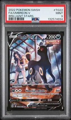 2022 POKEMON SWORD & SHIELD BRILLIANT STARS #TG22 FULL ART/UMBREON V PSA 9 - Image 1