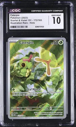 CGC Gem Mint 10 Caterpie IR - 172/165 - Pokemon SV: Scarlet & Violet 151 (MEW) - Image 1
