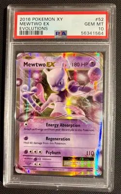 2016 Pokemon XY Evolutions Mewtwo EX 52/108 PSA 10 (Gem Mint) - Image 1