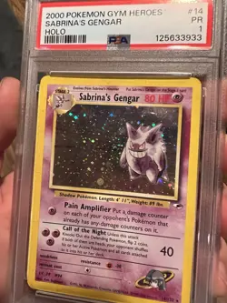 SWIRL PSA 1 PR 2000 Pokemon Gym Heroes Sabrina's Gengar 14/132 Holo Foil WOTC - Image 3