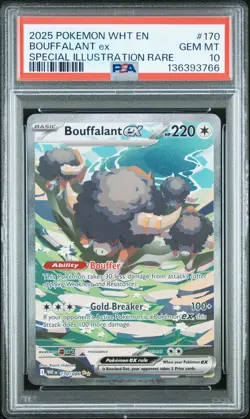 2025 POKEMON WHT EN-WHITE FLARE SPECIAL ILLUSTRATION RARE BOUFFALANT EX PSA 10 - Image 1
