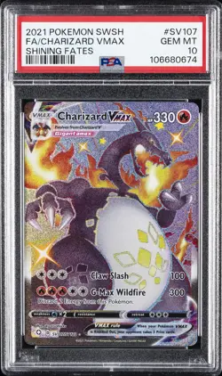 2021 POKEMON SWORD & SHIELD SHINING FATES #SV107 FULL ART/CHARIZARD VMAX PSA 10 - Image 1