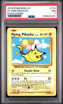 2016 POKEMON XY EVOLUTIONS #110 FLYING PIKACHU PSA 7 - Image 1