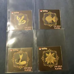 24k Gold Plated Pokemon Sticker Lot of 4 Articuno, Dragonair, Magikarp, Staryu! - Image 1