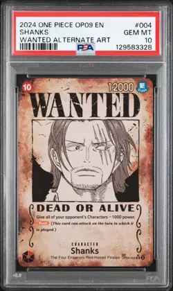 2024 ONE PIECE OP09-EMPERORS IN THE NEW WORLD WANTED ALTERNATE ART SHANKS PSA 10 - Image 1