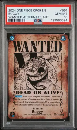 2024 ONE PIECE OP09-EMPERORS IN THE NEW WORLD WANTED ALTERNATE ART BUGGY PSA 10 - Image 1
