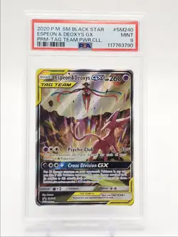 ESPEON & DEOXYS GX 2020 POKEMON SUN & MOON BLACK STAR PROMO SM240 PSA 9 Q0481 - Image 1