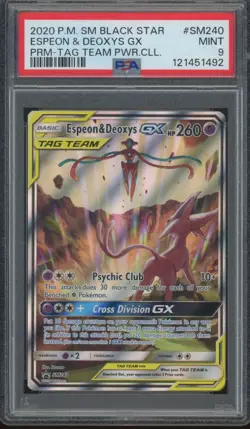 2020 Pokemon Sun & moon Black Star Promo #SM240 Espeon Deoxys GX Mint PSA 9 - Image 1