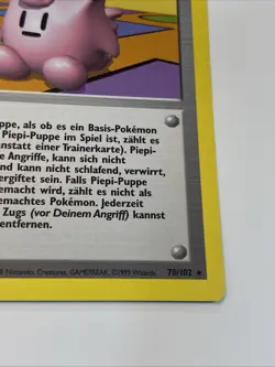 NM Clefairy Doll Base Set 70/102 Regular 1st Edition Rare GERMAN Piepi-Puppe - Image 3