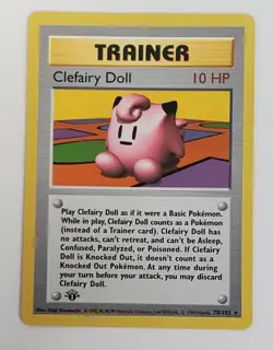 POKEMON CLEFAIRY DOLL 70/102 1st EDITION BASE SET SHADOWLESS RARE LP-NM - Image 1