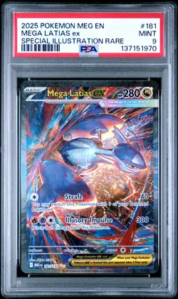 2025 POKEMON MEGA EVOLUTION SPECIAL ILLUSTRATION RARE #181 MEGA LATIAS EX PSA 9 - Image 1