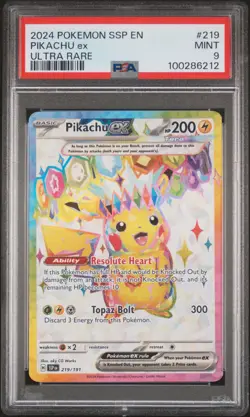 Pikachu EX 219/191 Ultra Rare Ssp En Surging Sparks Pokemon PSA 9 - Image 1