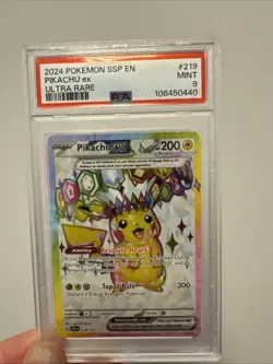 Pokemon TCG Pikachu Ex 219/191 Surging Sparks Ultra Rare PSA 9 - Image 1