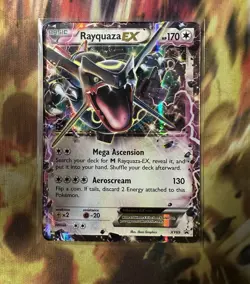 Pokemon TCG Rayquaza EX XY69 SHINY Black Star Promo Holo Card 2015 Damaged - Image 1