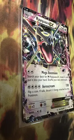 Pokemon TCG Rayquaza EX XY69 SHINY Black Star Promo Holo Card 2015 Damaged - Image 2