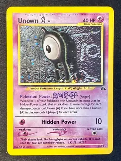 Unown [A] SWIRL!! 14/75 Neo Discovery Pokemon Card WOTC Vintage Holo Rare - Lp - Image 1