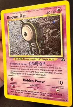 Unown [A] SWIRL!! 14/75 Neo Discovery Pokemon Card WOTC Vintage Holo Rare - Lp - Image 2
