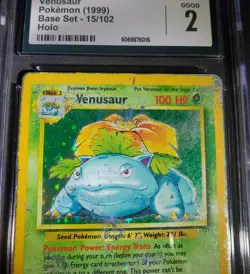 Pokemon TCG Venusaur Base Set Holo Unlimited Rare Card 15/102 1999 CGC 2 GOOD - Image 2