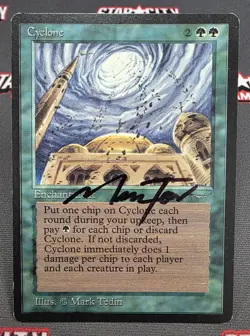 MTG Cyclone- Signed -Arabian Nights Magic the Gathering Card # 045 - Image 1
