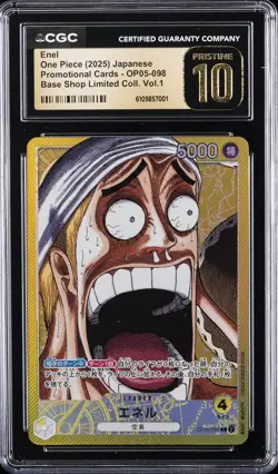 2025 ONE PIECE JPN PROMO CARDS BASE SHOP LTD COLL. VOL.1 ENEL CGC 10 PRISTINE - Image 1
