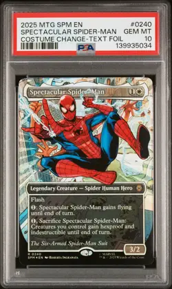 2025 MTG MARVEL'S SPIDER-MAN BORDERLESS-TEXTURED SPECTACULAR SPIDER-MAN PSA 10 - Image 1