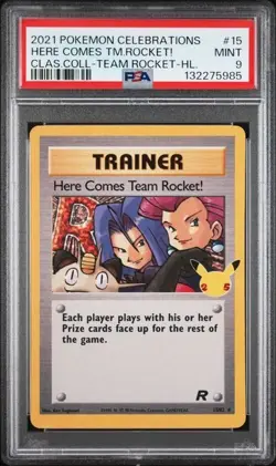2021 Pokemon Celebrations #15 Here Comes Team Rocket! Classic Collection PSA 9 - Image 1