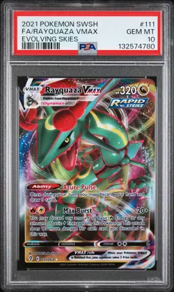 2021 POKEMON SWORD & SHIELD EVOLVING SKIES #111 FULL ART/RAYQUAZA VMAX PSA 10 - Image 1