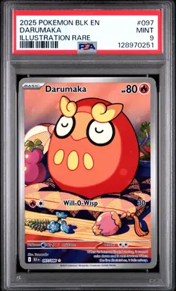 2025 POKEMON BLK EN-BLACK BOLT ILLUSTRATION RARE #097 DARUMAKA PSA 9 - Image 1