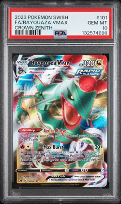 2023 POKEMON SWORD & SHIELD CROWN ZENITH #101 FULL ART/RAYQUAZA VMAX PSA 10 - Image 1
