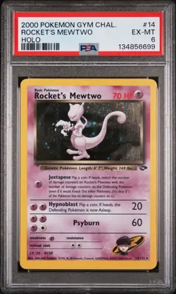 2000 POKEMON GYM CHALLENGE HOLO #14 ROCKET'S MEWTWO PSA 6 - Image 1