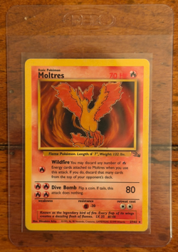 1999 Pokemon Moltres 27/62 Fossil Regular Rare TCG LP - Image 1