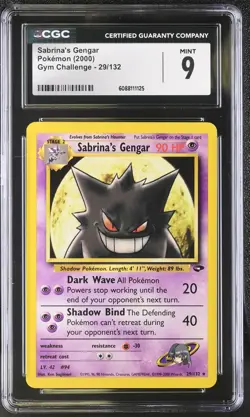 CGC 9 MINT Sabrina's Gengar 2000 Gym Challenge 29/132 Pokemon Card - Image 1
