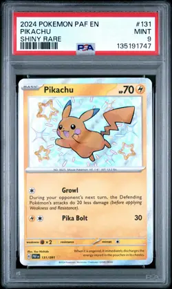 2024 POKEMON PAF EN-PALDEAN FATES SHINY RARE #131 PIKACHU PSA 9 - Image 1