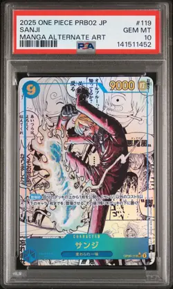 2025 ONE PIECE JAPANESE PRB02-PREMIUM MANGA ALTERNATE ART #119 SANJI PSA 10 - Image 1