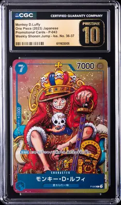 2023 ONE PIECE JPN PROMO CARDS #P-043 MONKEY D. LUFFY CGC 10 PRISTINE - Image 1