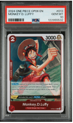 Monkey D. Luffy 2024 One Piece OP06 EN #013 Foil OP06-013 PSA 10 Gem Mint - Image 1