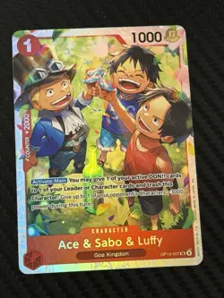 One Piece TCG Ace & Sabo & Luffy OP13-007 Super Rare Holo English NM - Image 1