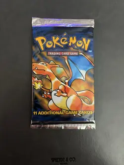 Pokemon TCG Base Set Unlimited Booster Pack Charizard Art WOTC Sealed - Image 1