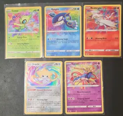 Pokemon Tcg, 5 Card Amazing Rare Lot, Kyogre, Jirachi, Celebi, Reshiram, Zacian - Image 1