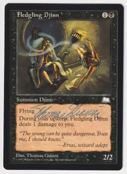 Blue Signed Fledgling Djinn LP Weatherlight Artist Thomas Gianni 1997 MTG Magic! - Image 1