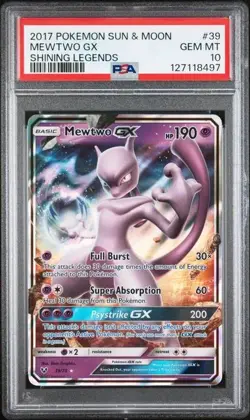 2017 POKEMON SUN & MOON SHINING LEGENDS #39 MEWTWO GX SHINING LEGENDS PSA 10 - Image 1