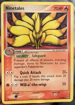 NINETALES Pokemon TCG Trading Card - RARE - 19/108 Ex Power Keepers - Image 1