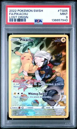 2022 POKEMON SWORD & SHIELD LOST ORIGIN #TG05 FULL ART/PIKACHU PSA 9 - Image 1