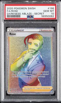 2020 POKEMON SWORD & SHIELD DARKNESS ABLAZE SECRET #196 FULL ART/ROSE PSA 10 - Image 1